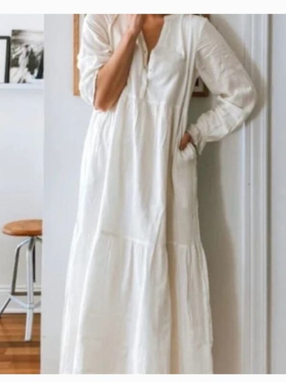 ABLE Jane Maxi Dress in Antique White Sz L Boho Cottagecore